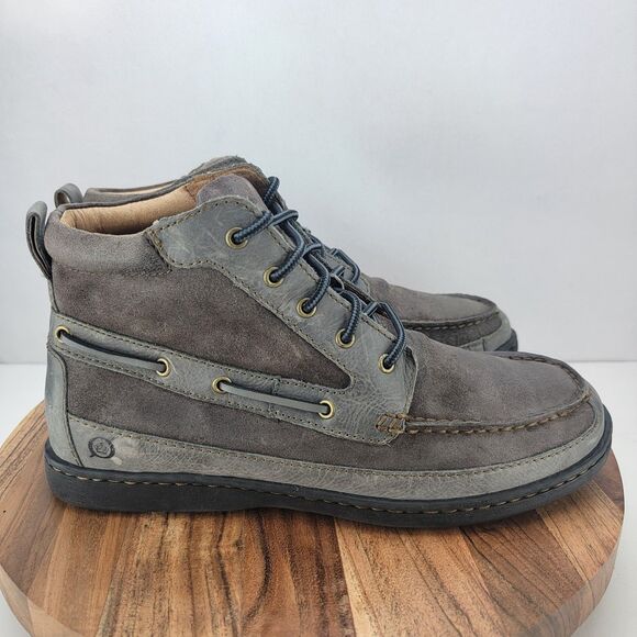 Born Mens Size 9 Peltro Grey Leather Murray Lace Up Boots H42922